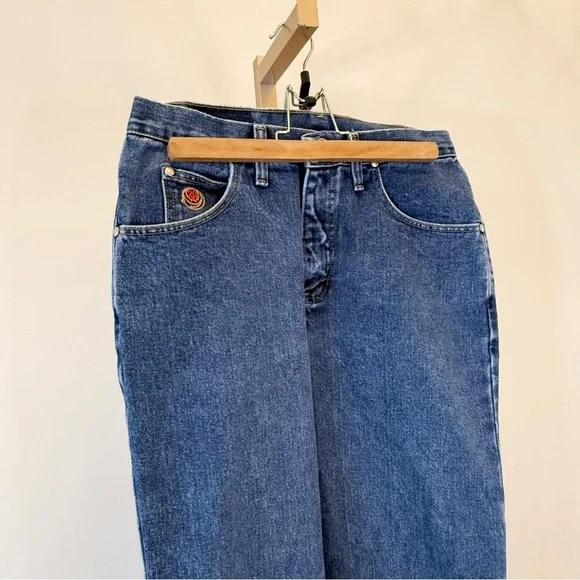 VINTAGE! Women’s 90’s Wrangler Denim Embroidered Jeans Blue Size 27 Boot Cut - Picture 13 of 14